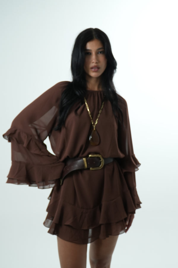 Cocoa Ruffle Dress