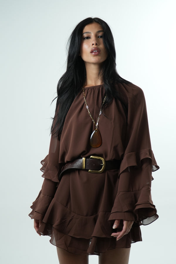 Cocoa Ruffle Dress