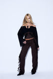Corset Suede Bordado Marrom