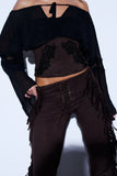 Corset Suede Bordado Marrom