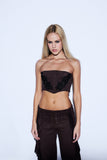 Corset Suede Bordado Marrom