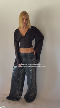 Stories de Blusa Corset Renda Preto