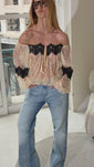 Stories de Blusa Laced Ombro a Ombro Renda Creme
