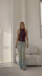 Stories de Calça Jeans Cintura Baixa Destroyed