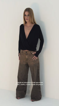 Stories de Blusa Malha Tranpasse Preto