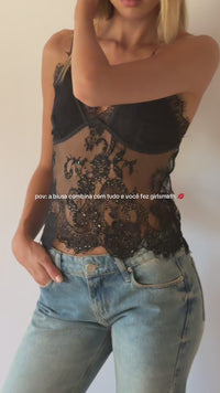 Stories de Blusa Renda Strass