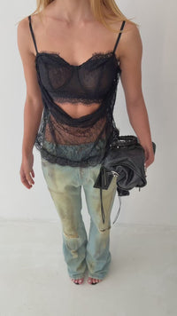Stories de Calça Jeans Cintura Baixa Destroyed Strass