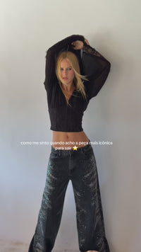Stories de Blusa Corset Renda Preto