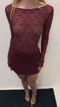 Stories de Vestido Curto Renda Drapeado Vinho