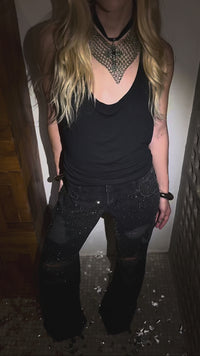 Stories de Calça Jeans Strass Snake